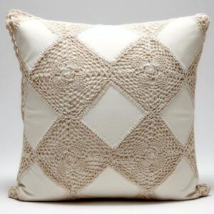 Crochet 9 bit work cushion cover - offwhite