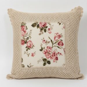 Crohet cushion cover with printed patch work
