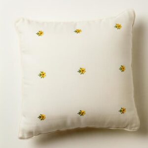Offwhite with yellow floral embroidery